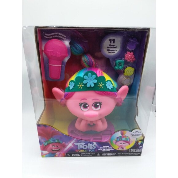Trolls World Tour Poppy Styling Head 11 Pieces Rainbow Head 3+ New Style Poppy - Picture 13 of 13